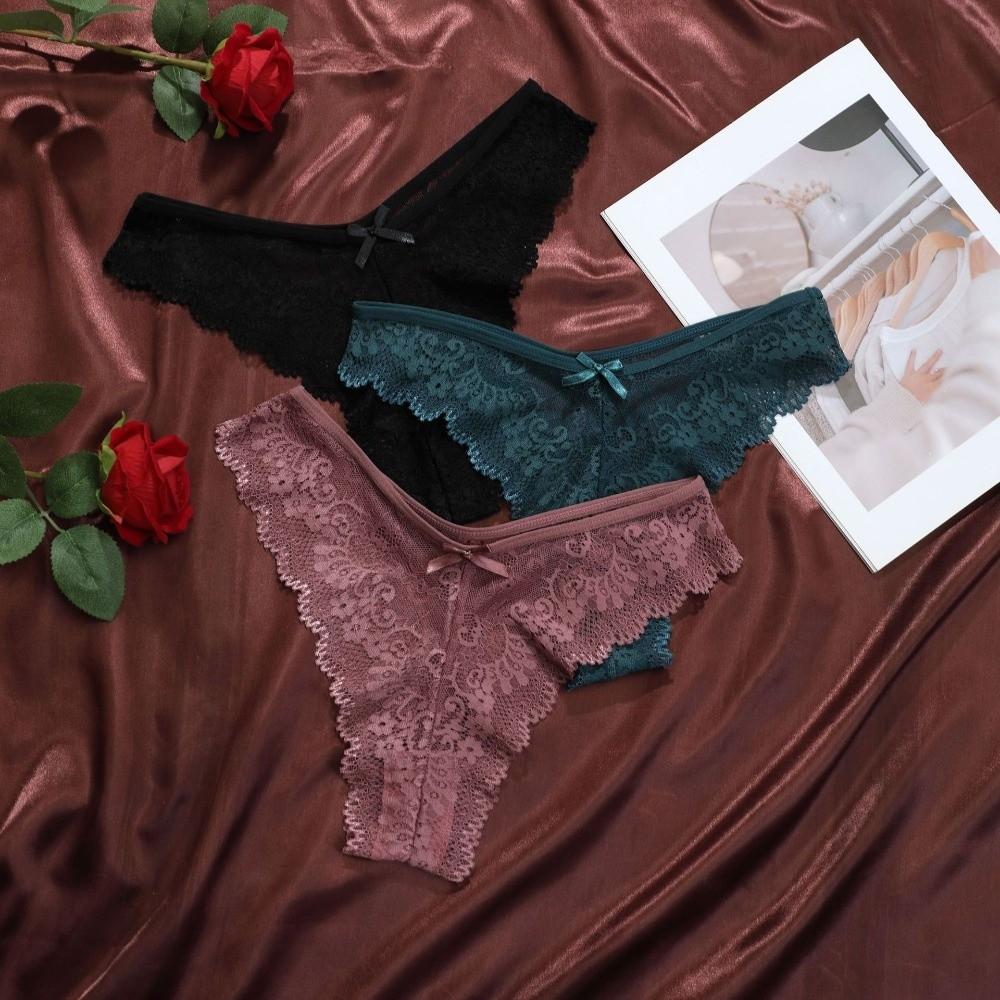 Traceless Lace Thong Panties Low Waist Floral Underpants Women Lace Flower Briefs Intimate Apparel