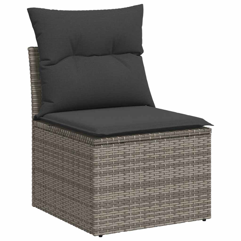 6 Piece Garden Sofa Set with Cushions Grey Poly Rattan & Acacia