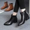 Fashion Women's Boots Fashion Casual Leather Boots Pointed Toe Office Formal Shoes for Women Zipper Ankle Boots Botas De Mujer