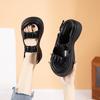 New Pleated Word with Platform Sandals Women, Big Head Buckle Beach Sandals Women's Sandals