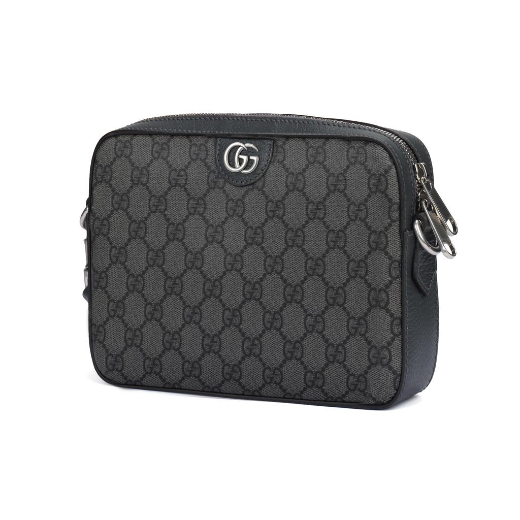 Gucci Сумка через плечо Ophidia с серебряным логотипом на молнии, холст и кожаная отделка, мужские сумки, серая, 699439-UULHK-8576