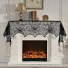 Halloween Decorations Tablecloth Runner Black Lace Round Spider Cobweb Table Cover Fireplace Mantel Scarf Spiderweb Fireplace