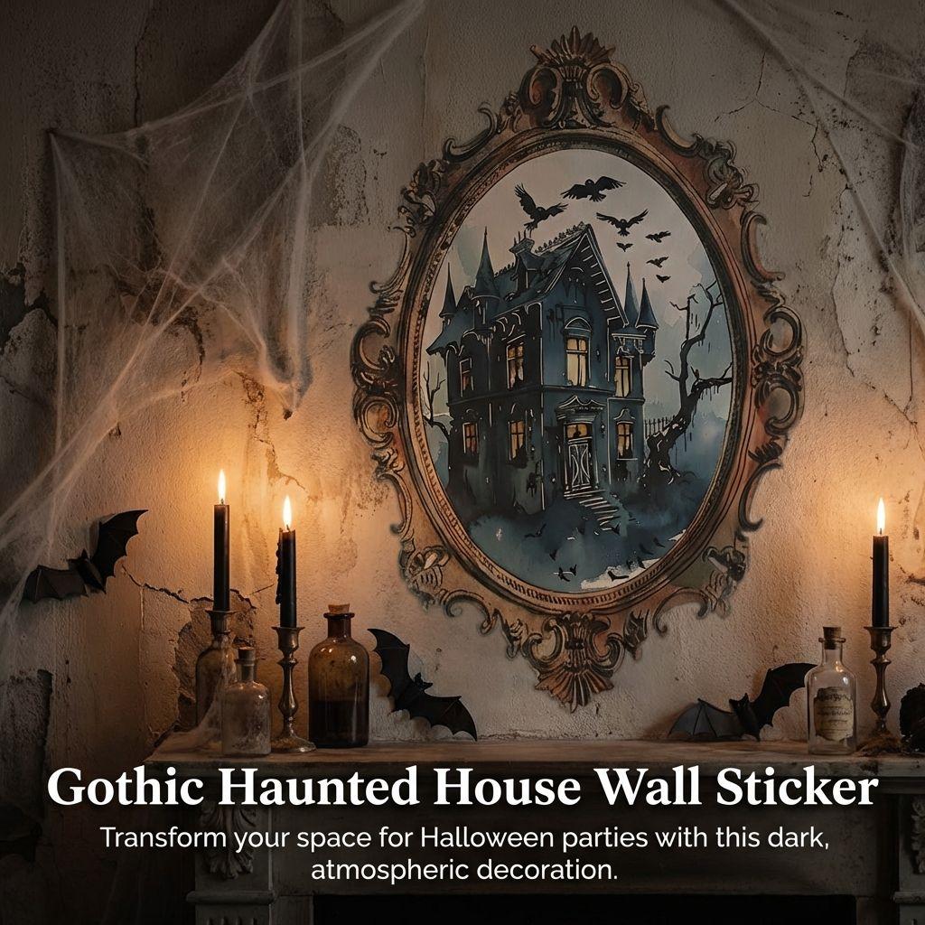 Halloween Mirror Sticker Dark Castle Theme Party Decoration Supplies For Windows Walls