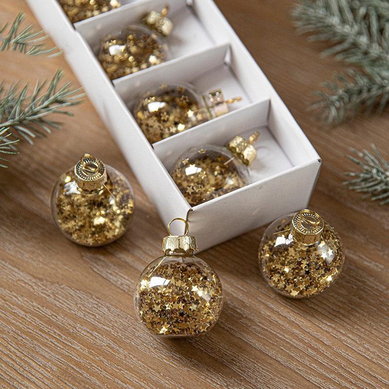 Праздничный подвесной декор Стеклянный прозрачный кулон-звезда Хрустальный стеклянный шар 4 см Рождественский шар Украшение для праздничного акцента