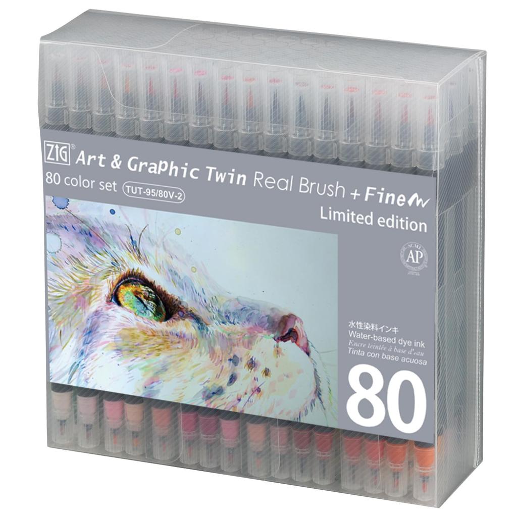 Kuretake Art Graphic Twin Marker 80 Colors & RB+F TUT-95/80V-2