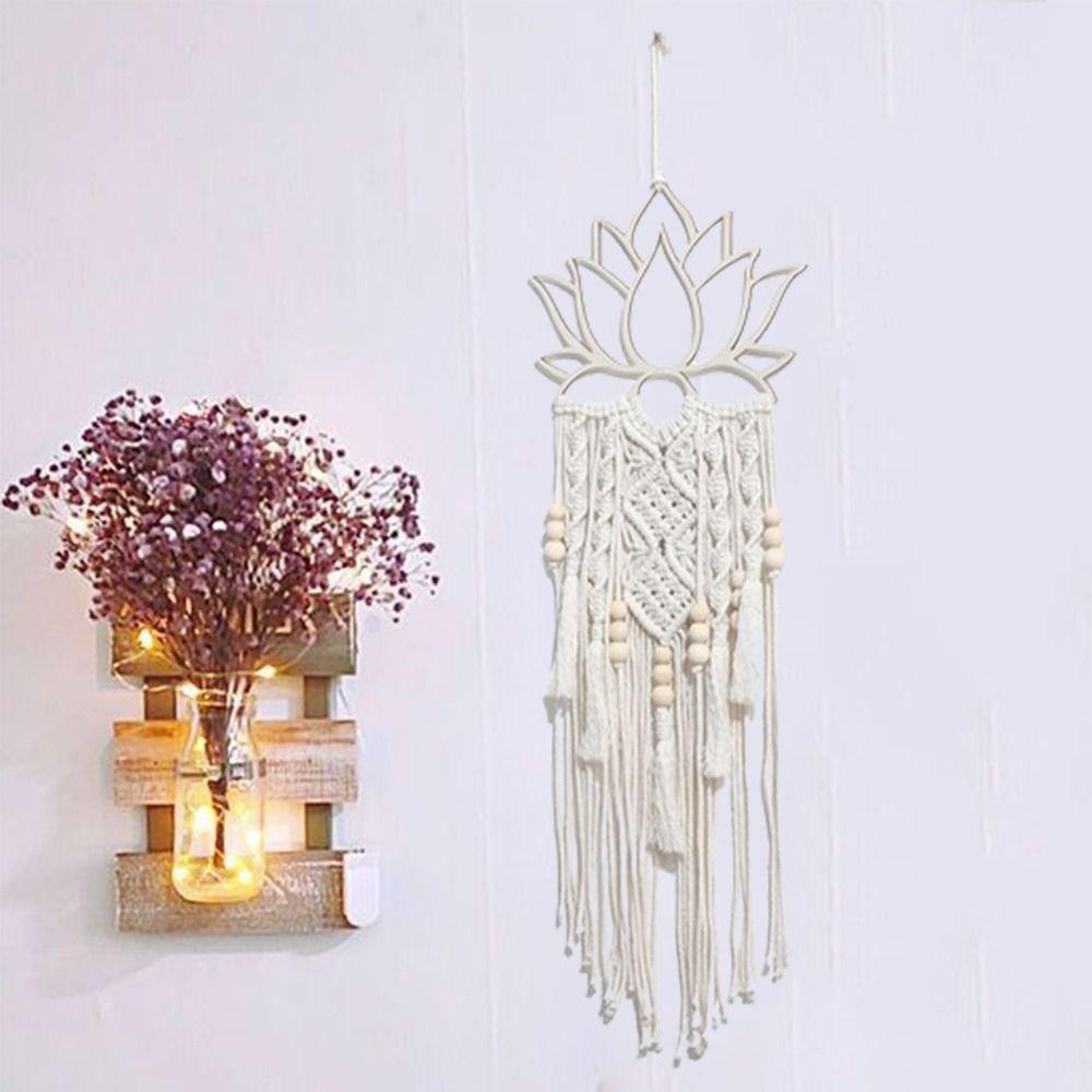 Cotton Thread Lotus Woven Tapestry Reusable Wall Pendant Boho Wall Hanging Decor  Bedroom