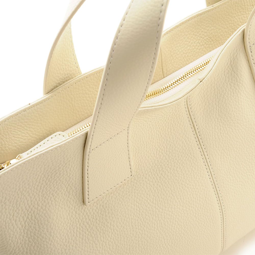 Сумка с плоской ручкой из натуральной кожи для женщин цвета слоновой кости [FIRANO], fiLEAT, FL102968,