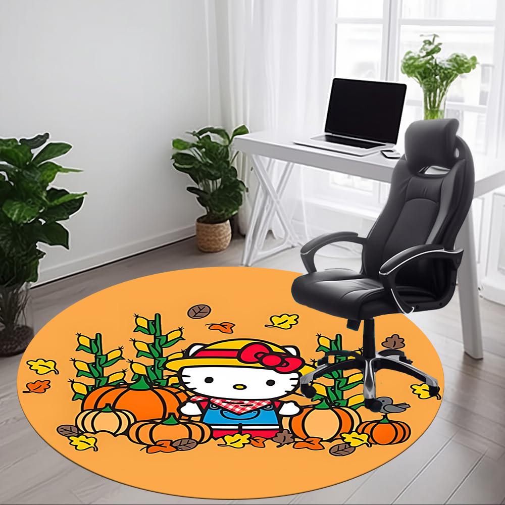 1 шт. Круглый коврик для офиса Hello Kitty, Нескользящий, Мягкий и прочный офисный коврик для декора интерьера, Идеально подходит для офиса, Красивое украшение