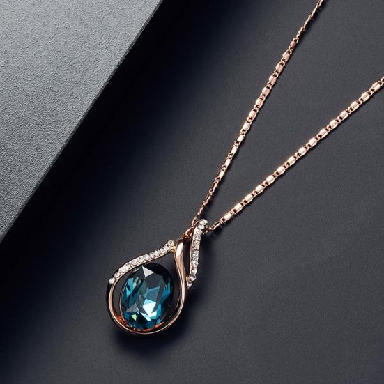 Женщины горный хрусталь овальный искусственный кварц кулон серьги-гвоздики ожерелье комплект ювелирных изделий