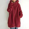 Autumn Winter Women Mid-length Sweatshirt Coat Drawstring Hooded Long Sleeve Pockets Zipper Placket Coat Streetwear