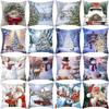 Christmas Decoration Cushion Cover Pillowcase Santa Elk Dwarf Print Pillowcase Christmas Throw Pillowcase