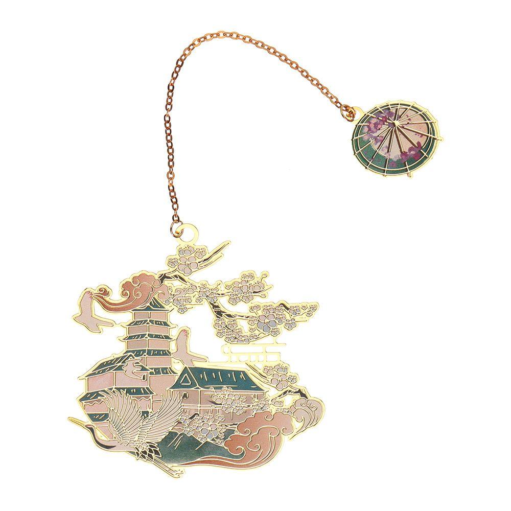 Student Gift Chinese style Retro Metal Tassel Painted Pagination Mark Brass Bookmark Book Clip