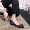 Thick heel light mouth single shoes 2025 new spring and autumn low heels French soft leather square head not tired feet high heels women's black