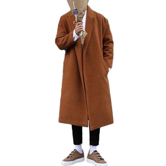 Мужское пальто, модное свободное повседневное стильное осенне-зимнее однотонное пальто с длинными рукавами для повседневного офисного образа
