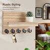 Wall Key Holder Storage Organizer with Shelf Sturdy Construction Easy To Install Decorative Rustic Entryway Shelf with Hooks