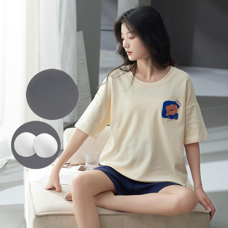 Пижама женская летняя с подушками, милые и симпатичные шорты, можно носить поверх хлопкового костюма с короткими рукавами, домашняя одежда