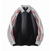 Men's American Retro Striped Color-blocked Stand-up Collar Hoodie, Loose Couple's Versatile Casual Zipper Pullover Top
