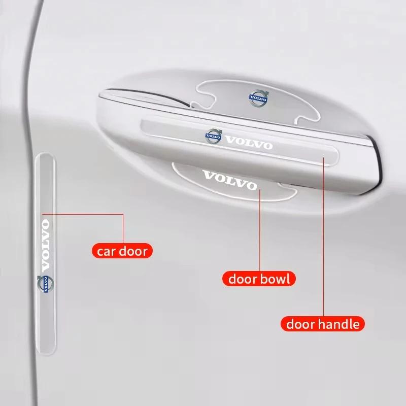 4 шт. Наклейка на ручку и углубление двери автомобиля Volvo, Защитная полоса от царапин и столкновений Для XC40 XC60 XC90 S60 S90 Автоаксессуар