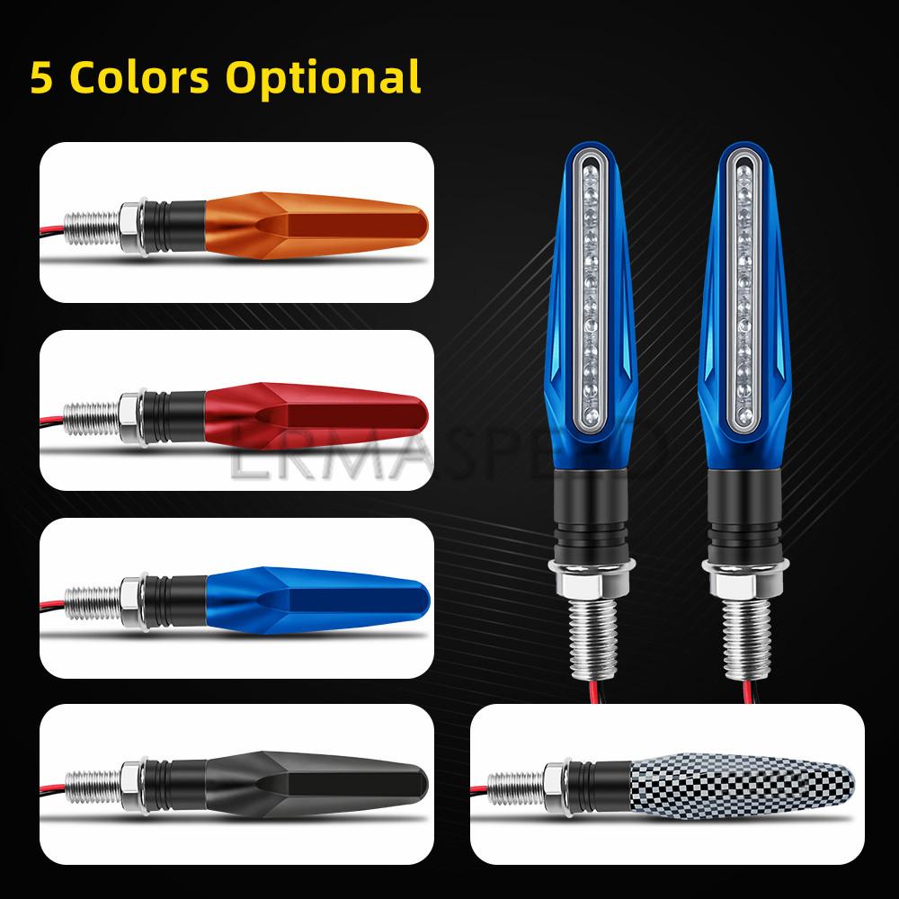 1 Pair Motorbike Turn Signal Lights Amber Led Blinker Indicators Carbon/Blue/Black Shell Front Rear Light for Motorcycle