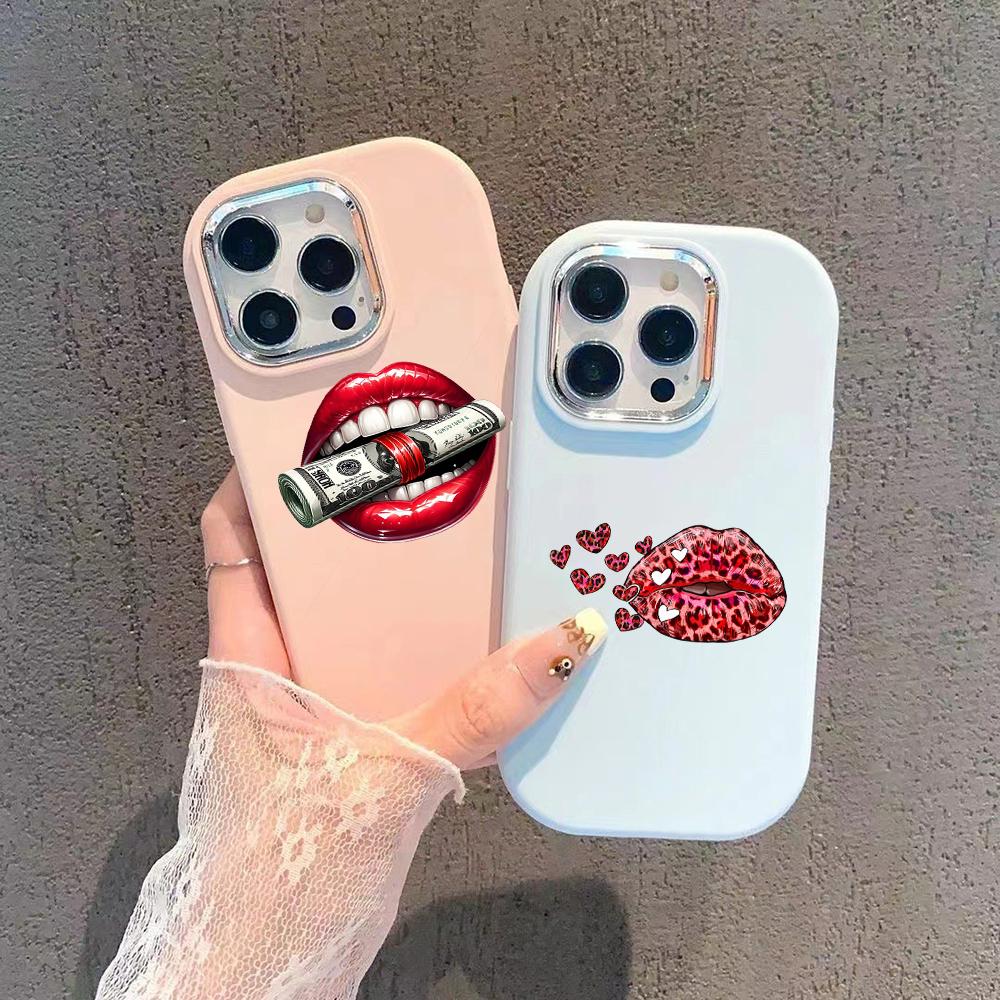 LZ21 Lips Kiss Design Art Soft Phone Case for Samsung S24 Ultra S23 Plus S21 A16 A54 A34 A05s A06 Infinix Hot 40 30i Lens Protection Shockproof Cover