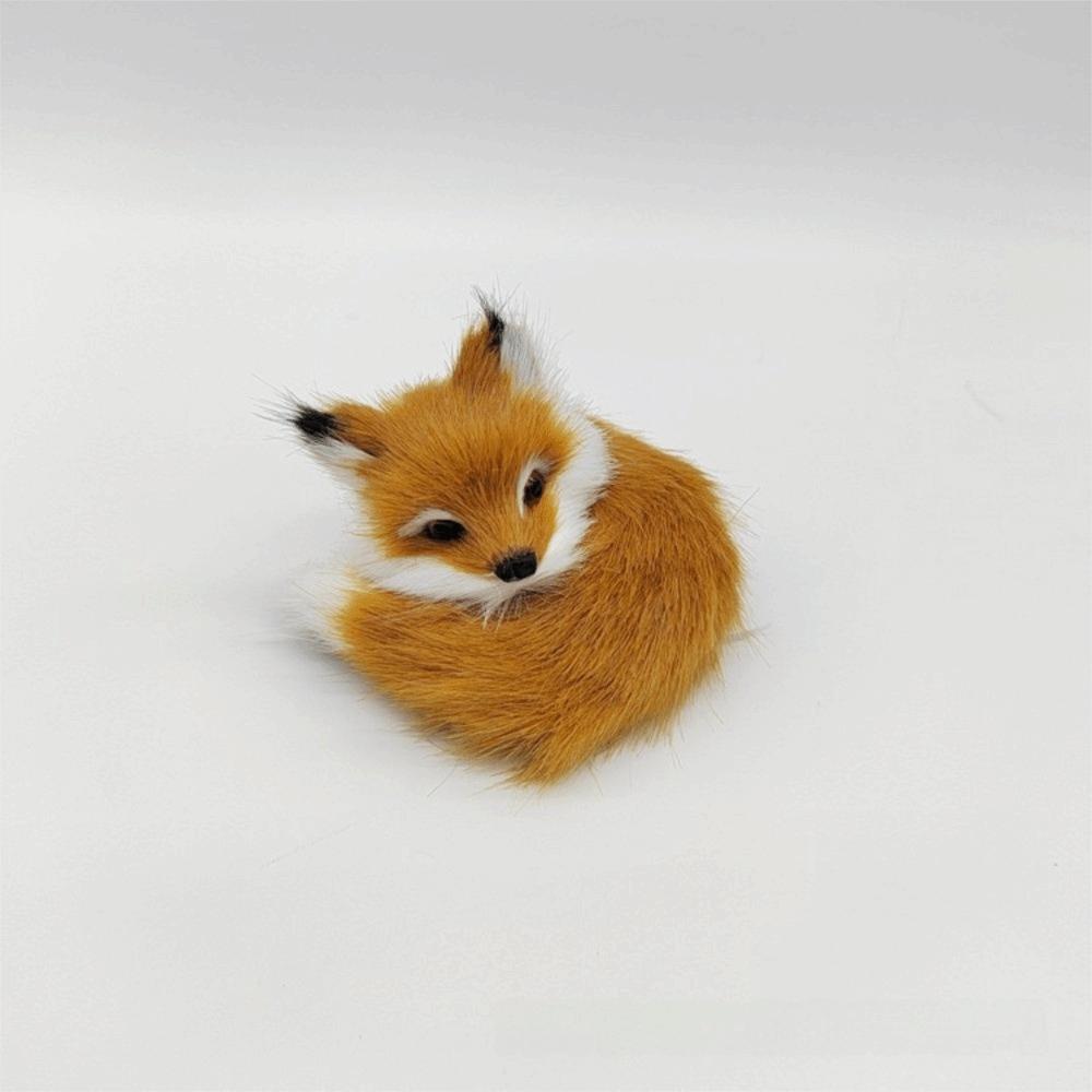 Figurine Plush Fox Doll Toy Artificial Animal Squatting Sitting Fox Model Window Display