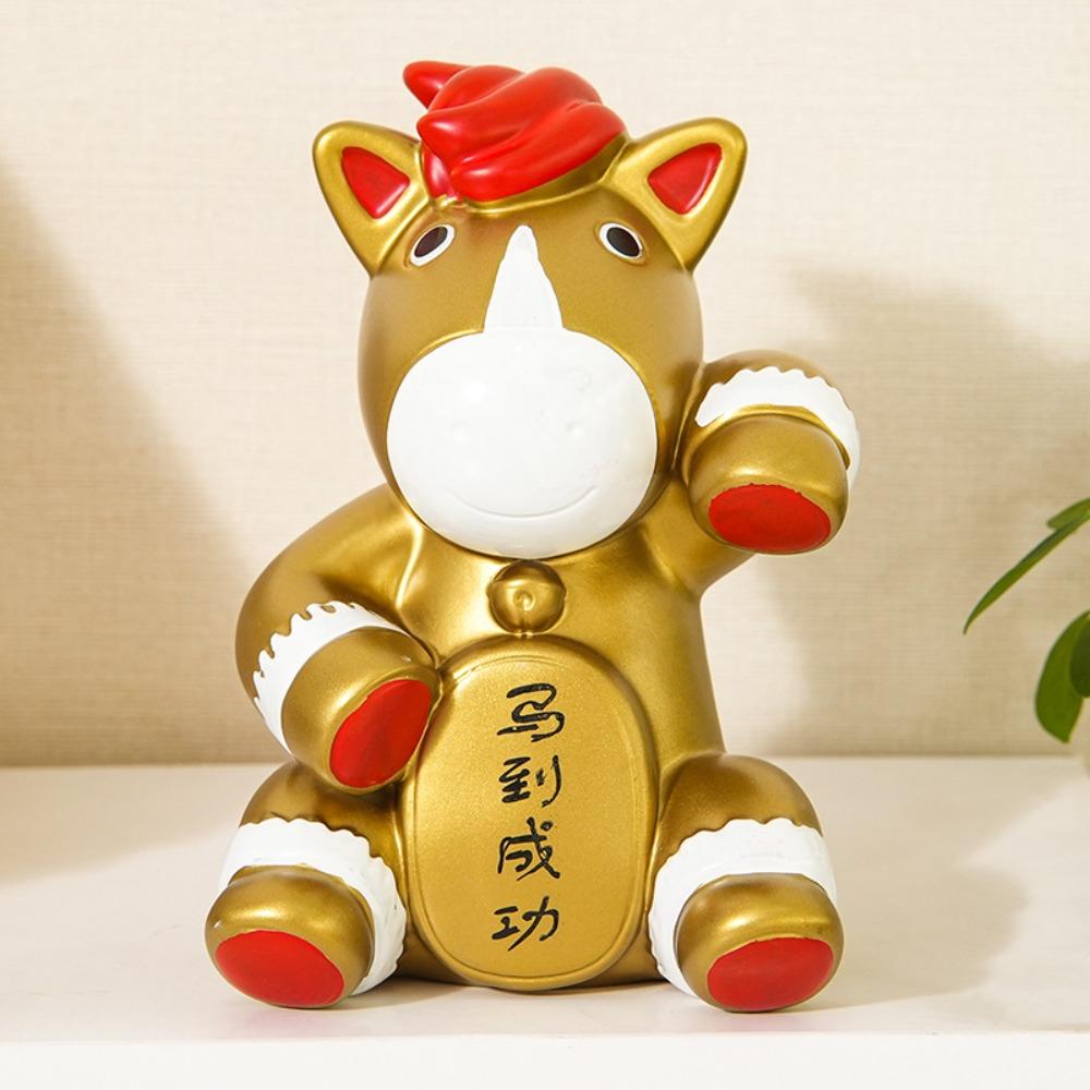 Gold Horse Money Jar Animal Coin Saving Box Durable Horse Piggy Bank New Year Celebration