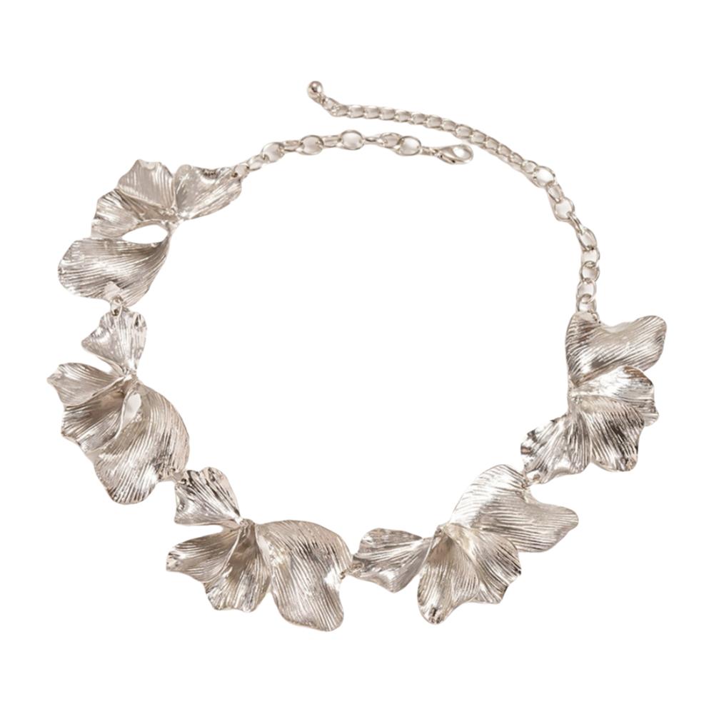 Золотистый цвет Цветок Чокер Ожерелье Панк Металлический Чокер Уникальное Неправильной Формы Лепестки Ожерелье для Женщин