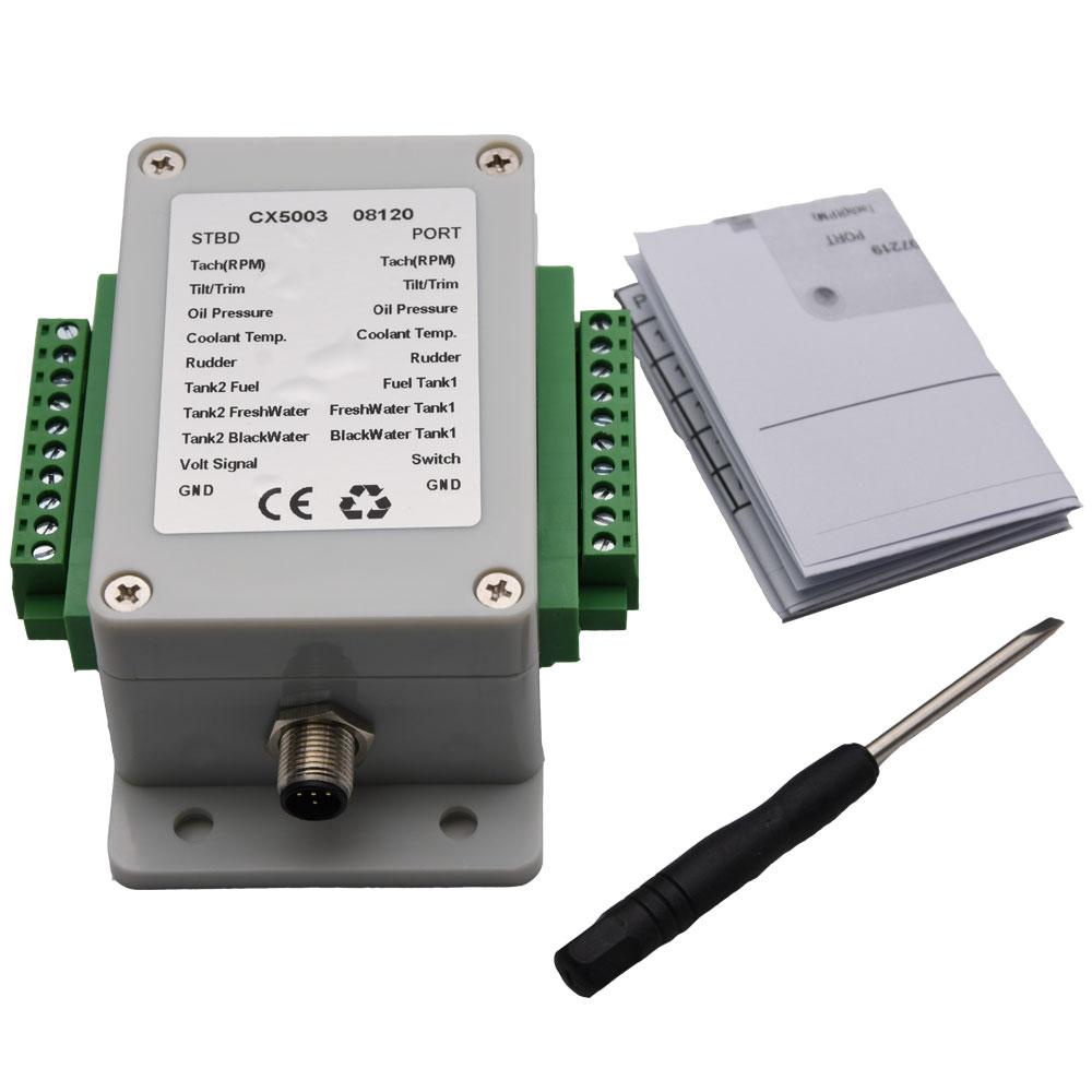 CX5003 Dual Channel NMEA2000 Converter /N2K Converter 0-190 ohm collecte Water temperature Fuel level sensor Up to 18 sensors
