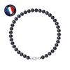 Bracelet - - Genuine Freshwater Cultured Pearl 5-6 Mm - Black Tahiti - 925 Silver - Carabiner