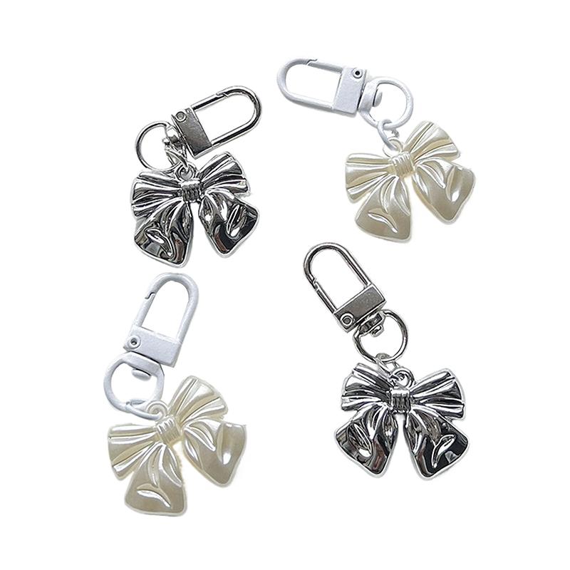 1Pc Vintage Bowknot Keyring Simple Style Y2K Bow Keychain Bag Pendant Backpack Hanging Diy Accessories