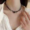 Black Beaded Love Stackable Necklace Spice Girl Choker Personality Fashion Temperament Versatile Neck Chain Collarbone Chain