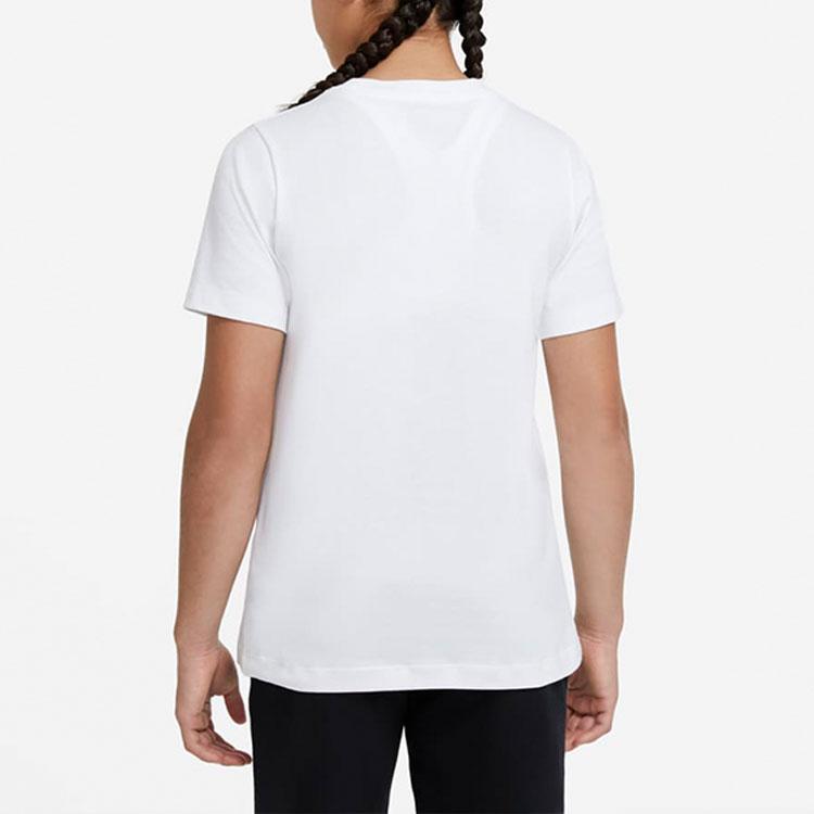Nike Футболка с логотипом, круглым вырезом и коротким рукавом, детские топы, белая DC7797-100