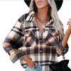 Женская осенне-зимняя новая клетчатая рубашка шерстяное пальто с нагрудником