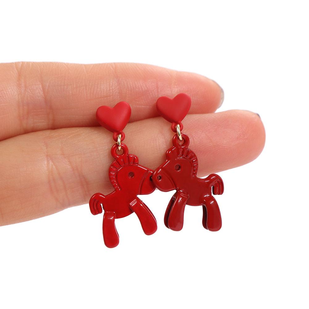Cartoon Horse Chinese Style Pony Earrings Fashion Jewelry Horse Drop Earrings Gift