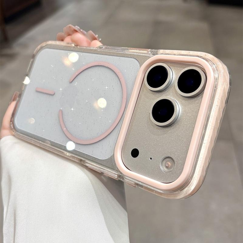 Luxury Bling Glitter For Magsafe Magnetic Clear Case For iPhone 16 17 Pro Max 15 14 Plus 13 12 Wireless Charge Shockproof Cover