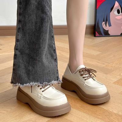 Размер 35-43, большой размер, маленькие кожаные туфли в британском стиле, женские 41, ретро, туфли с большой головой, платформа-маффин, на шнуровке, студенческие одинарные туфли 42