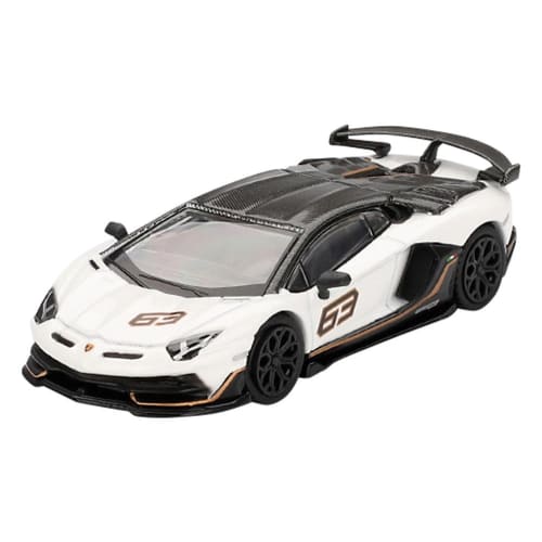 MINI GT 1/64 Scale Lamborghini Aventador SVJ 63 Bianco Asopo (White) (Left-Hand Drive) Finished Model MGT00842-L