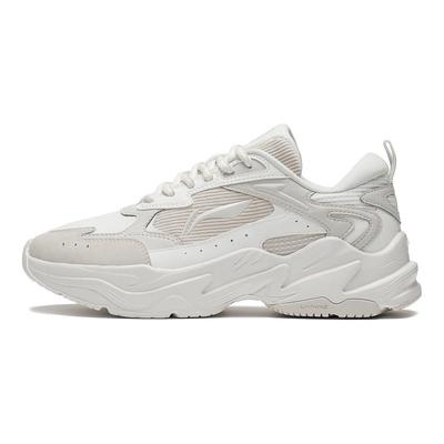 Кроссовки для бега Li Ning Qixing Fabric Round Toe Retro Trend с амортизацией, нескользящие, с низким верхом, женские кроссовки белого цвета ARXU008-1