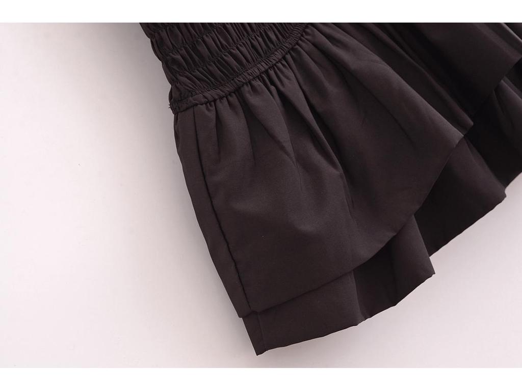 2024 Women's European & American Style Poplin Layered Short Dress