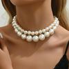 Multi Strands Faux Pearl Choker Retro Round Imitation Pearl Necklace Flapper Necklace Accessories for Wedding Gatsby Themed Party
