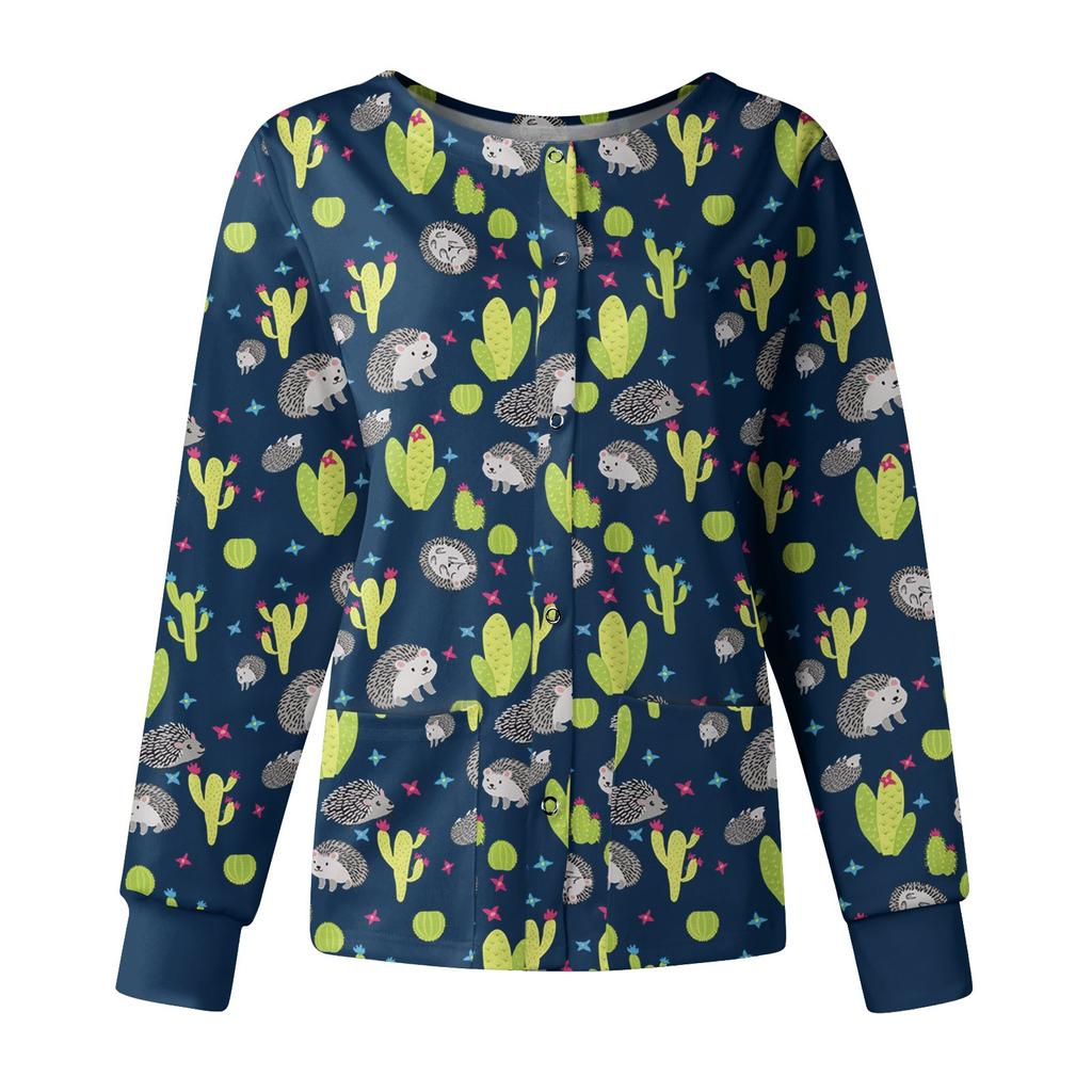 Женские топы с длинными рукавами и карманами, рабочий воротник-стойка, однобортный защитный комбинезон, куртка, топ