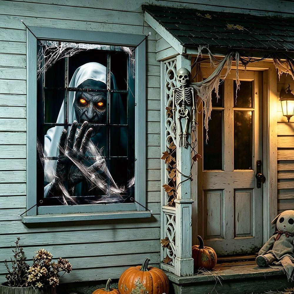 Large Size Fake Window Banner Hanging Design Horror Hanging Cloth Home Decoration