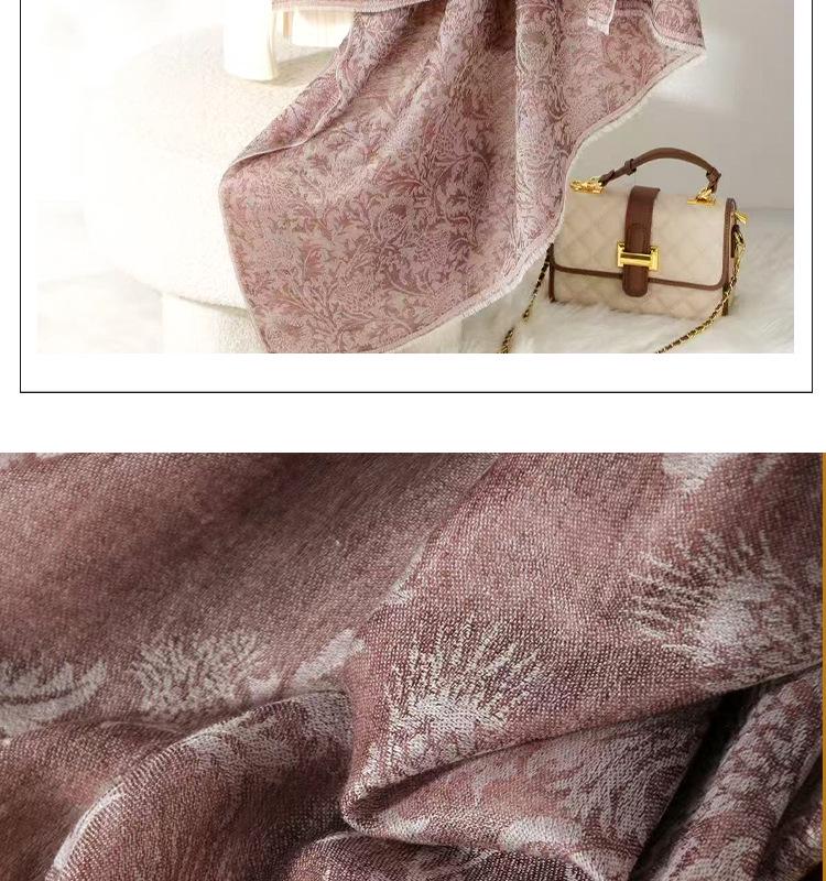 Inner Mongolia Cashmere Jacquard Shawl with Scottish Thistle - Thin Scarf for Autumn/Winter