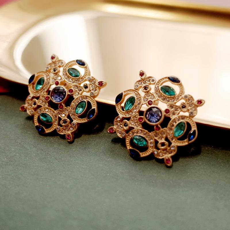 Винтажные дворцовые барочные геометрические серьги с драгоценными камнями женские вечерние украшения серьги для платья подарки