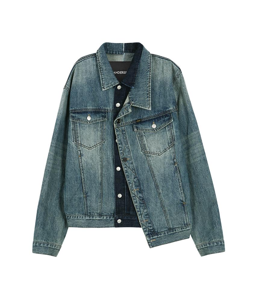 Adsb Andersson Bell Unisex Asymmetric Layered Denim Jacket Awa747U(Blue)