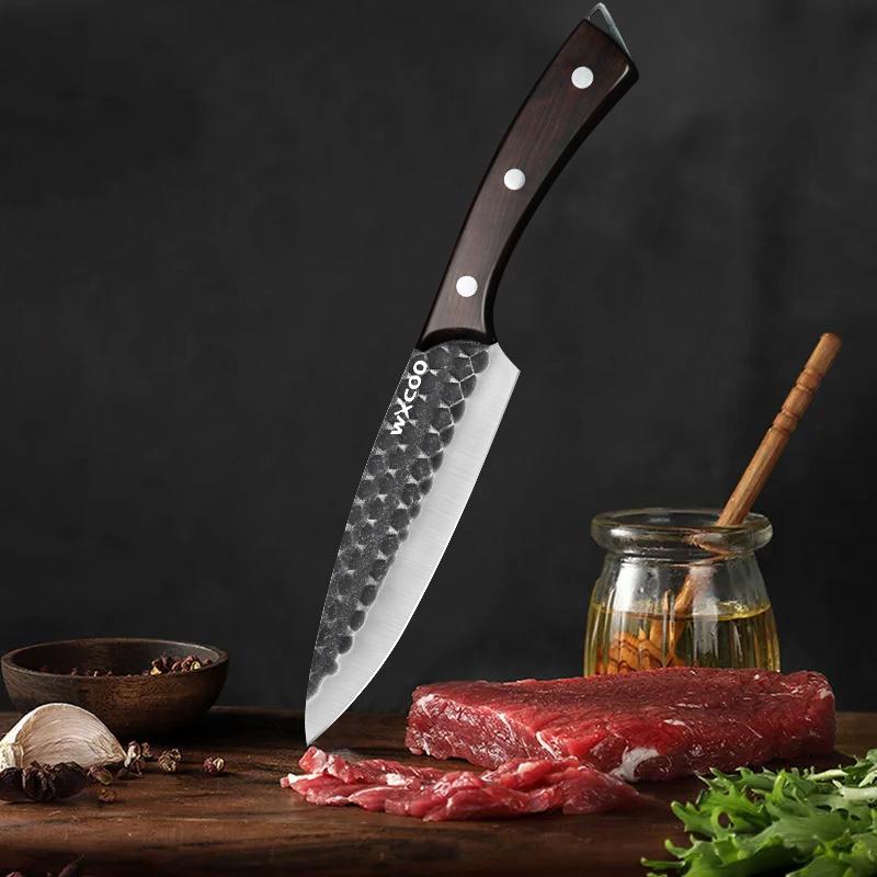 3PCS Stainless Steel Kitchen Chef Knife Hand Forged Boning Knife Cutters Pocket Knife Slicing Cooking Mini Knife Multipurpose Knife