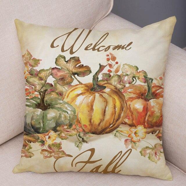 Color Watercolor Pumpkin Pillowcase Super Soft Polyester Decorative Plant Cactus Cushion Cover Suitable for Car Sofa Pillowcase
