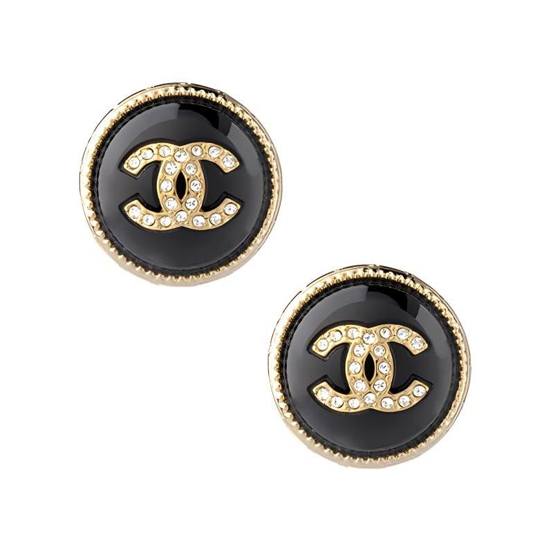 Chanel 22C ранний весенний двойной C смола с бриллиантами классические металлические серьги женские черные