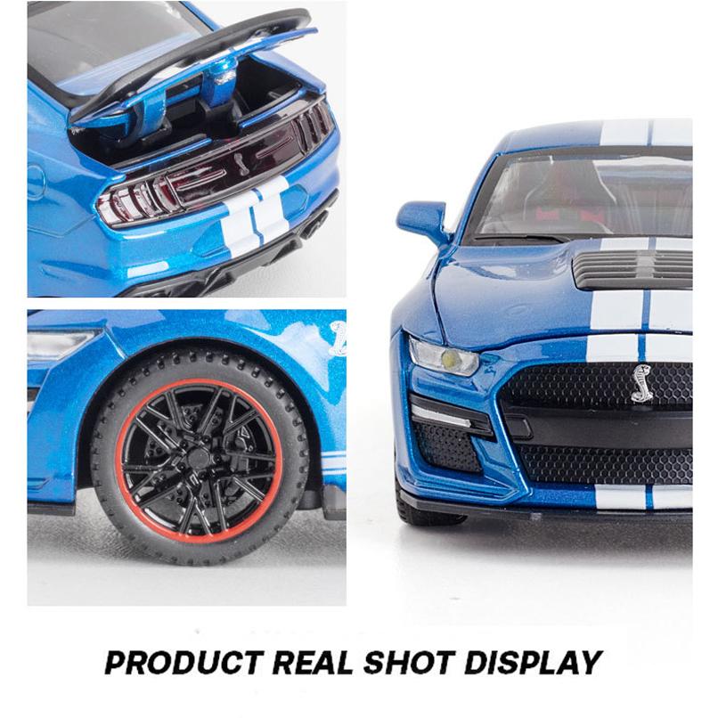 Масштаб 1/32 Mustang Shelby GT500, литая под давлением модель автомобиля, игрушечный автомобиль с откатным механизмом, звуком и светом для детей, коллекция подарков для мальчиков и девочек
