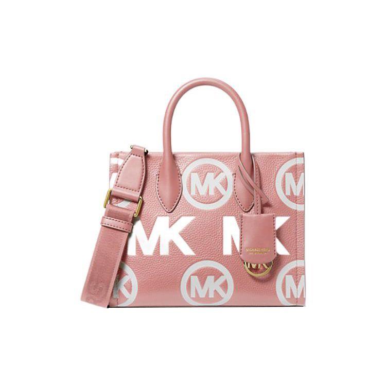 Michael Kors MK Mirella Сумка-тоут из кожи с принтом логотипа на молнии Женская сумка-тоут Розовый 35F3G7ZC5L-664